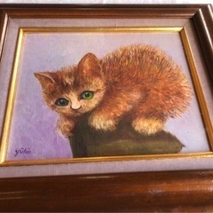 額縁入り　森多優公作　こねこの絵画　※配送ご相談下さいの画像