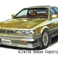 NC-412 NISSAN レパードXS-Ⅱ 限定版画 直筆サイン有 額装済 作家 平右ヱ門