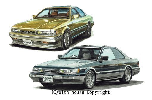 NC-415 NISSAN レパードアルティマV30/NISSAN レパードXS-Ⅱ 限定版画 直筆サイン有 額装済 作家 平右ヱ門