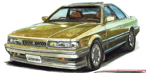NC-416 NISSAN レパードXS-Ⅱ/NISSAN シルビア2000K'sクーペ 限定版画 直筆サイン有 額装済 作家 平右ヱ門