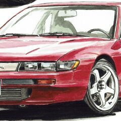 NC-416 NISSAN レパードXS-Ⅱ/NISSAN シルビア2000K'sクーペ 限定版画 直筆サイン有 額装済 作家 平右ヱ門の画像