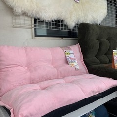 未使用品　ソファベッド　ピンク　シミあり