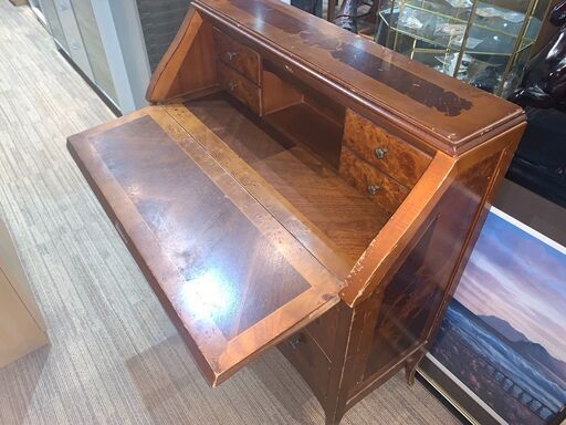 ライティングデスク アンティーク家具 西洋風 オシャレ 鍵付き 870x360x930 レトロ家具 USED 中古 リサイクルショップ札幌　買取本舗　西野店
