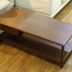 (Y)北大前! 札幌 引取 関家具 Clam/クラム センターテーブル,ローテーブル タモ材 ライトブラウン 棚付き W105×D50 シンプル モダン 家具 中古 Y)北大前! 札幌 引取 関家具 Clam/クラム センターテーブル,ロー