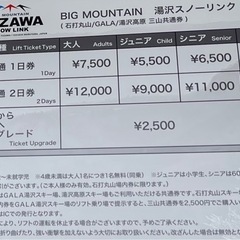 新潟3山共通1日リフト券　約半額！1月15日日曜日の画像