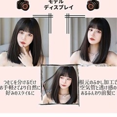ウィッグ セミロングかつらネット付き（ブラックブラウン)の画像