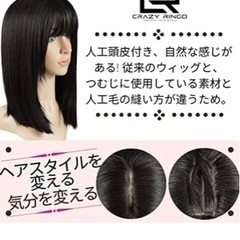 ウィッグ セミロングかつらネット付き（ブラックブラウン)の画像