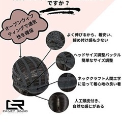 ウィッグ セミロングかつらネット付き（ブラックブラウン)の画像
