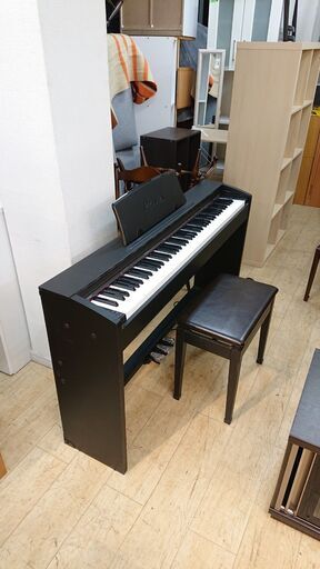CASIO／カシオ Privia プリヴィア 電子ピアノ デジタルピアノ 88鍵盤 PX-735BK スタンド付き 椅子付き 鍵盤楽器 ブラックウッド調☆近隣配送無料 買取帝国 朝霞店