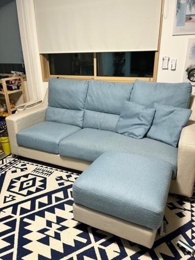 トリプルソファ　定価15万　オットマン付き　ハイバック