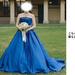 お色直し ドレス カラードレス 美品 使用回数１回 ウエディング 青 パーティードレス 一点物 演奏会用 ドレス 結婚式 他と被らない  162cm前後の方に最適 ブルー 紺色 二次会 前撮り 結婚式 二次会ドレス 実物画像あり 海外挙式 ウェディングドレス 花嫁ドレス ロングドレス 後撮り 結婚式 スレンダードレス ノースリーブ 返品可の画像