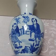 東南窯　古物　染付一輪挿し　骨董品の画像
