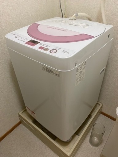 SHARP (シャープ) 全自動電気洗濯機 ES-GE6A 6.0kg 2017年製 ピンク 簡易乾燥機能付 一人暮らし 洗浄・除菌済み
