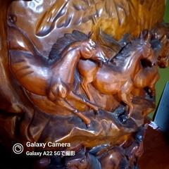 木彫刻　跳躍・跳動溢れる馬の彫刻　馬！馬！うま！　置物の画像
