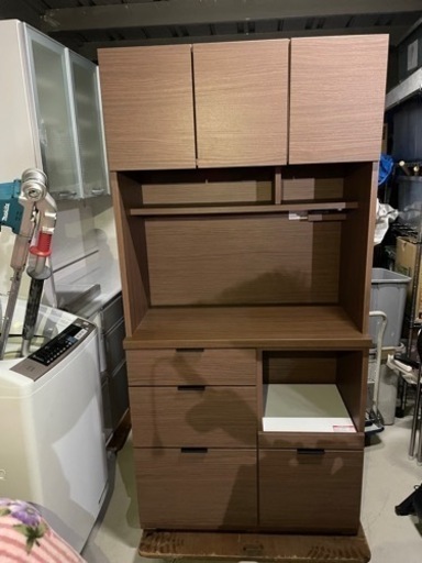 最終値下げ☆美品　ニトリ　90cm幅　上下分割可能　キッチンボード　茶