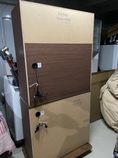 最終値下げ☆美品　ニトリ　90cm幅　上下分割可能　キッチンボード　茶