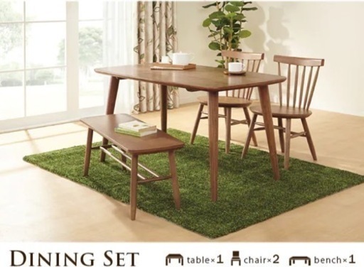 【売約済み】　ニトリ　NITORI ダイニングセット　ナッツ　4点セット　ベンチ　ダイニング　ダイニングテーブル　ダイニングチェア　ベンチダイニング　食卓　テーブル　イス　椅子　チェア