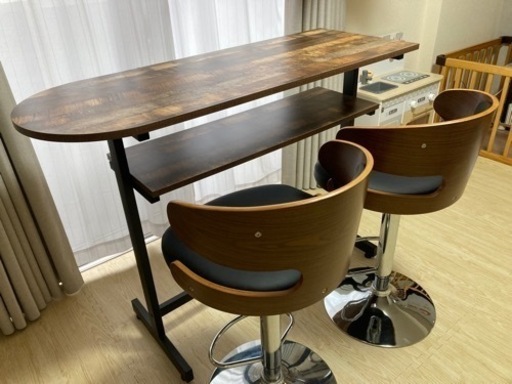 【美品】カウンターテーブル\u0026チェアセット（1/20まで