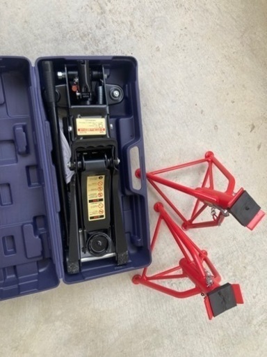 ローダウン車対応2t油圧ジャッキ、ジャッキスタンド2脚セット