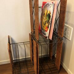 藤マガジンラック3段セット　スチールラック　レイアウト自由の画像