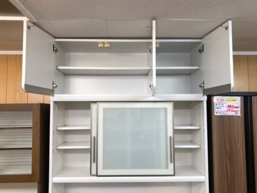【リサイクルサービス八光　田上店　配達・設置OK】㈱ユーアイ　エナメルホワイト大型食器棚