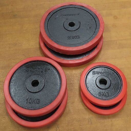 ♪Stronger/ストロンガー 合計70kg 穴径34mm バーベルウェイト ラバープレート♪