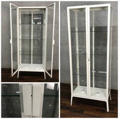 ???ba12/65 ガラスショーケース 飾り棚 175×38×68cm ショーケース 白 ガラス 収納 陳列 コレクション フィギュア 家具 什器 在庫残り１個】???
