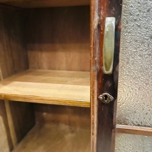 【売約済み】　古道具　時代　時代箪笥　ビンテージ　キャビネット　収納　アンティーク　ガラス引戸棚　ガラス戸棚　戸棚　ダイヤガラス　昭和