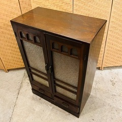 【売約済み】　古道具　時代　時代箪笥　ビンテージ　キャビネット　収納　アンティーク　ガラス引戸棚　ガラス戸棚　戸棚　ダイヤガラス　昭和　レトロ　