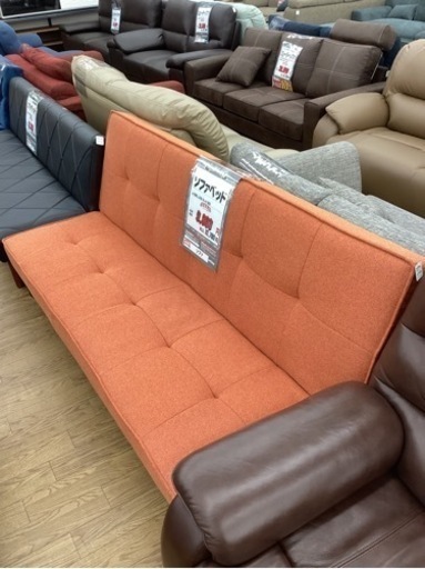 KA-49【新入荷　リサイクル品】ソファベッド　オレンジ