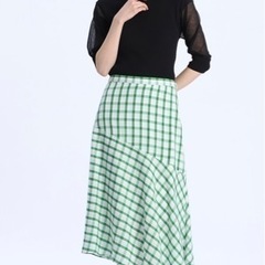 定価以下 2万円 INED イネド チェックヘムスカート グリーン 7