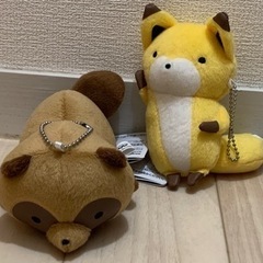 きつねとたぬき　キーホルダー型ぬいぐるみ