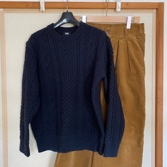 500円　ユニクロ　メンズ　アランニット　Sサイズの画像