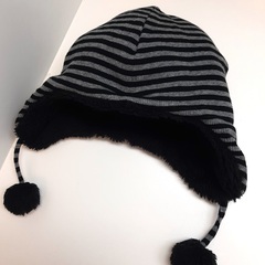 ハッカベビー 耳付きボア帽子 くま リバーシブル 子供 赤ちゃんの画像