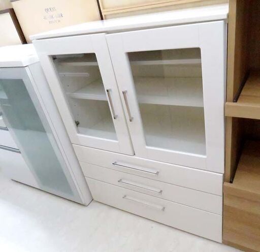北海道 千歳市/恵庭市 近郊配送可能 マルミツ カップボード 収納家具 ホワイト