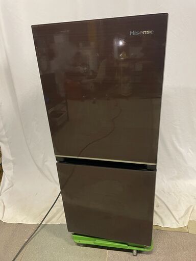 2020年製 Hisense ハイセンス 134L 2ドア冷凍冷蔵庫 HR-G13B-BR ブラウン 強化ガラス棚 右開き　2020年製