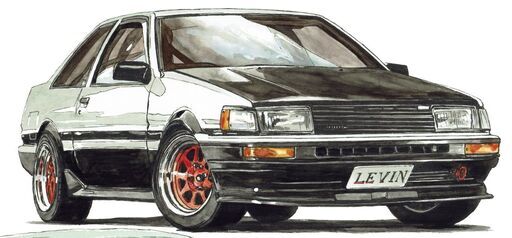 NC-425 カローラレビンTE27/AE86 限定版画 直筆サイン有 額装済 作家 平右ヱ門