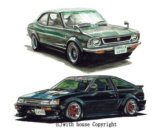 NC-426 カローラレビンTE27/AE86 限定版画 直筆サイン有 額装済 作家 平右ヱ門