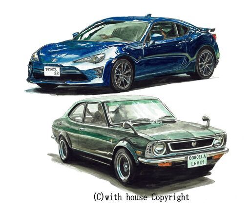 NC-427 カローラレビンTE27/TOYOTA86 限定版画 直筆サイン有 額装済 作家 平右ヱ門
