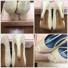 定価約3万円。【難あり】ベニルのオープントゥレースのウェディングシューズの画像