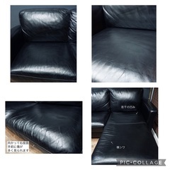☑️ヤフ売約済　大塚家具40万本革コーナーカウチソファー黒の画像