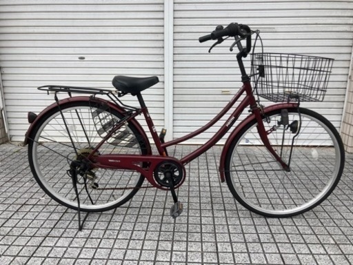 【26インチ自転車】6段変速付　大きめバスケット　鍵新品❗️スペアキーあり　若林自転車　膳所店　SALE中❗️