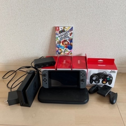 ニンテンドースイッチ本体、Nintendo Switch(ブラック) + スマブラ用コントローラー×4 +ゲームソフトマリオパーティー