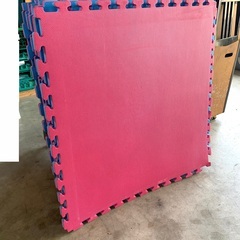 中古 両面リバーシブルジョイントマット9枚/　103cm×103cm 厚み2cm 　保育室内遊びプレイマットペット床保護等の画像