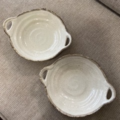  ★2枚セット★渕茶白唐津手付きパスタ・カレー皿