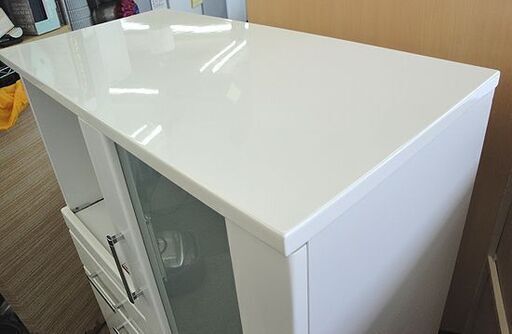 ☆ ニトリ ミドルレンジボード ホワイト 天板エナメル 幅80×奥40×高115cm 食器棚 キッチン 収納 家具 白 札幌 東区 北