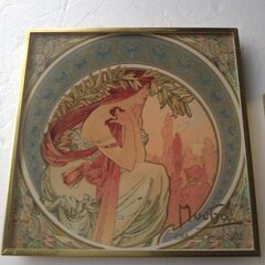 ミュシャ新品未使用お洒落ガラスコースター