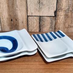 【取引完了】🌻あげます⑫波佐見焼 お箸が置ける醤油皿 ２柄４枚