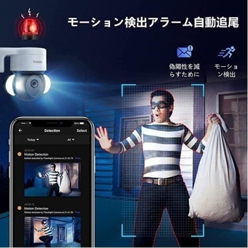 Amazon.co.jp: 【500万画素・360° 追尾機能搭載 】防犯カメラ 新品⭐️ 防犯カメラ 500万画素 wifi センサー発光威嚇 360°広角撮影 動体検知
