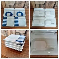 【取引完了】🌻あげます⑫波佐見焼 お箸が置ける醤油皿 ２柄４枚の画像